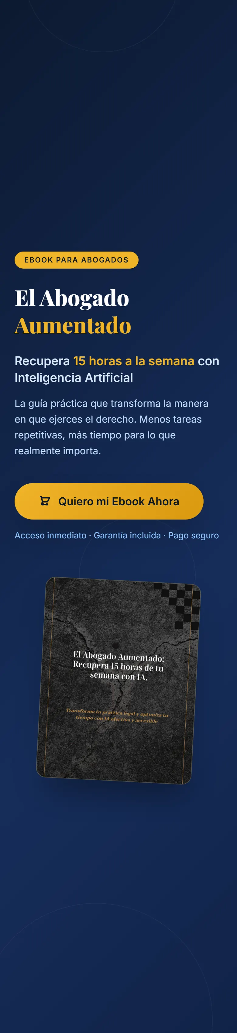 Captura en celular de la landing de El Abogado Aumentado