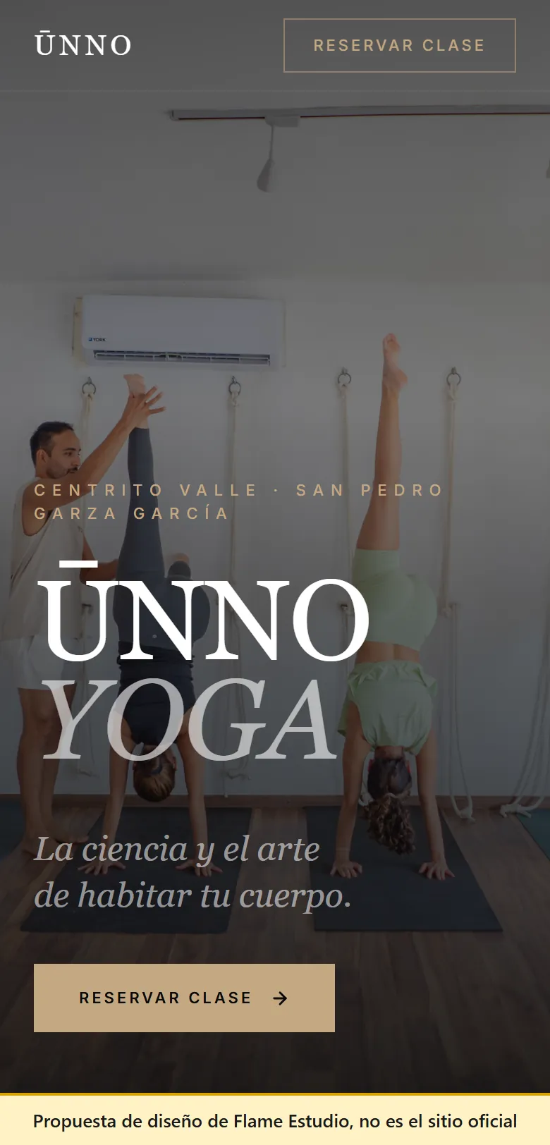 Captura en celular de la propuesta de diseño para Ūnno Yoga